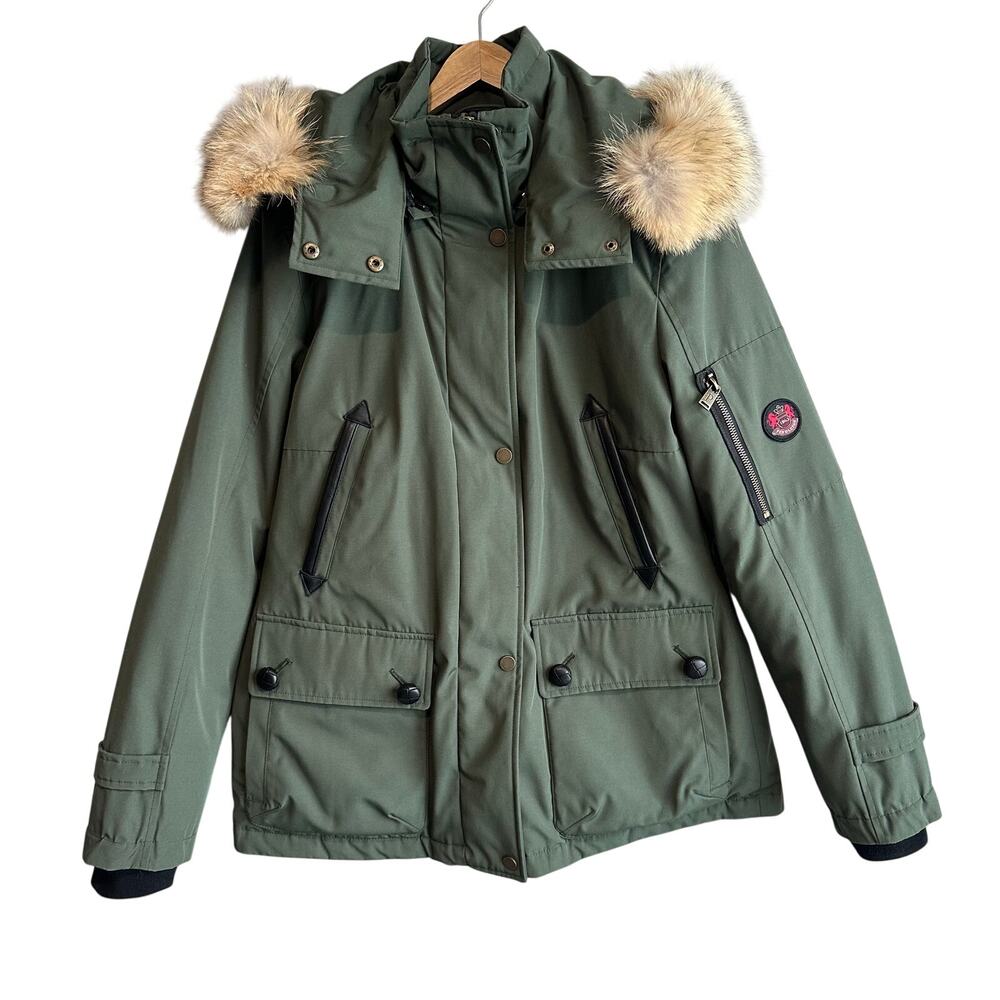Pendleton Bachelor Fur Trim Down Coat Olive Green M